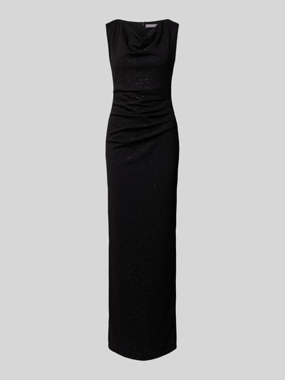 Christian Berg Cocktail Abendkleid mit Wasserfall-Ausschnitt Black 1