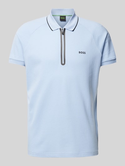 BOSS Green Regular fit poloshirt met structuurmotief, model 'Philix' Lichtblauw - 2