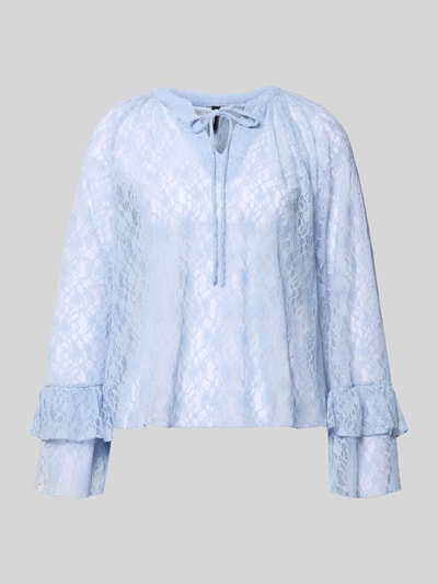 VERO MODA Regular Fit Langarmbluse in Spitzen-Optik Modell 'LOULOU' Hellblau 2