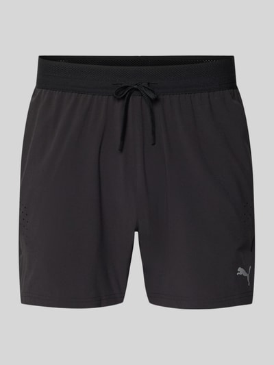 Produktfoto, Regular Fit Shorts mit Logo-Print von PUMA PERFORMANCE in Schwarz aus Elastischer-Material-Mix mit Tunnelzug und Eingrifftaschen