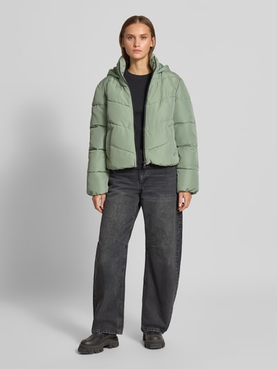 ONLY regular fit gewatteerd jack met capuchon model 'CLAIR' Rietgroen - 1