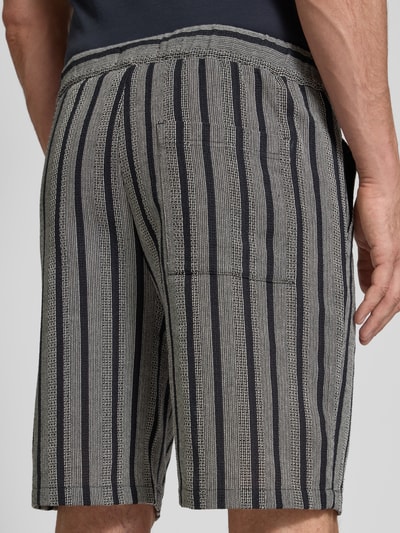 Casual Friday Regular fit korte broek met structuurmotief, model 'KALLE' Marineblauw - 3