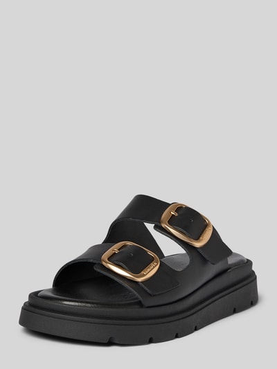 Tamaris Slippers van leer met doornsluiting Zwart - 1