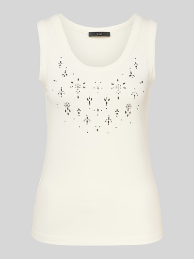 Oui Tanktop met siersteentjes Wit - 2