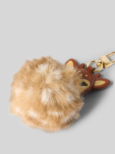 Produktfoto, Schlüsselanhänger mit Strukturmuster von Seidenfelt in Animal-Optik, beige mit Karabinerhaken und Schlüsselring, Damen Accessoire