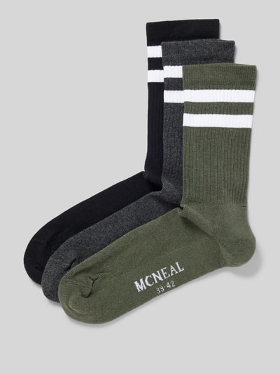 MCNEAL Socken mit elastischem Rippenbündchen im 3er-Pack Oliv 1