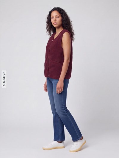 ONLY Regular Fit Weste in Teddyfell-Optik Modell 'BABY' Bordeaux 1