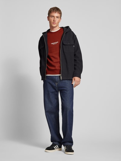 Jack & Jones Sweatshirt mit Label-Print Modell 'VESTERBRO' Rostrot 1