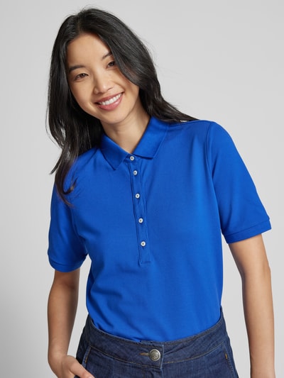 Brax Poloshirt in unifarbenem Design Modell 'CLEO' Blau 3