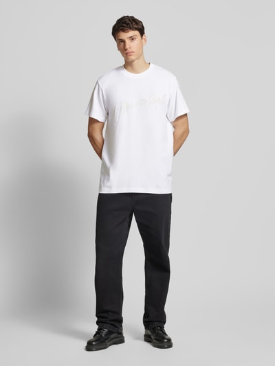 G-Star Raw Loose Fit T-Shirt mit Label-Print Modell 'Flock' Weiss 1