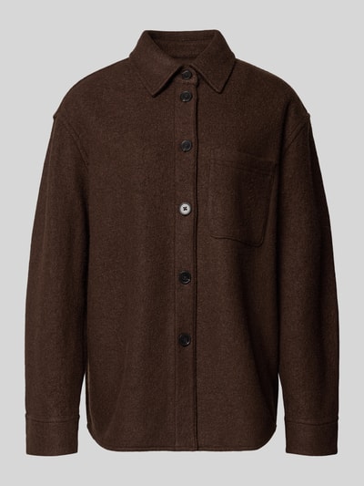 Marc O'Polo Oversized Hemdjacke aus Viskose-Schurwoll-Mix Mittelbraun 2
