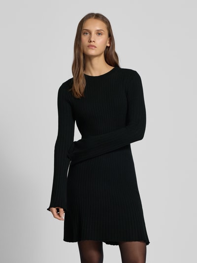 Only Ausgestelltes Strickkleid aus Viskose-Mix Modell 'MICHELLA' Black 4