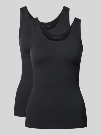 Produktfoto, Slim Fit Tank Top aus Modal-Mix im 2er-Pack von Marc O'Polo in Schwarz, unifarben, breite Träger, Jersey-Textur