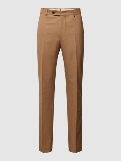 Windsor Spodnie materiałowe z wpuszczanymi kieszeniami w stylu francuskim model ‘Santios’ Camel 1