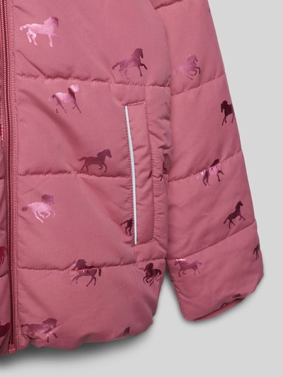 s.Oliver RED LABEL Loose Fit Steppjacke mit schimmerndem Print und Fleecefutter Fuchsia 2