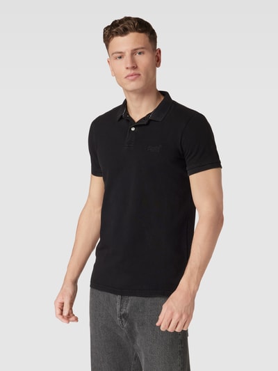 Superdry Koszulka polo z wyhaftowanym logo model ‘VINT DESTROY’ Czarny 4