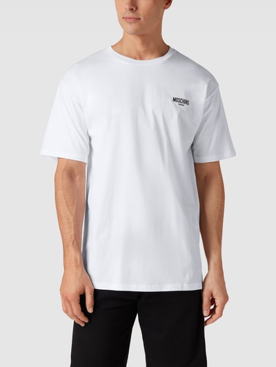 Moschino Swim + Underwear T-Shirt mit Rundhalsausschnitt Modell 'Black&White' Weiss 4