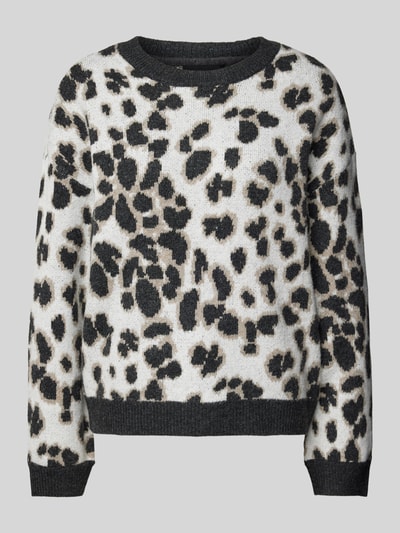 Pieces Regular fit gebreide pullover met dierenprint, model 'NANA' Offwhite - 2