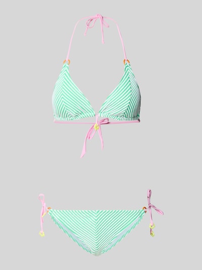 Banana Moon Krój slim fit bikini z ozdobnym obszyciem model 'Elsa' Zielony 1