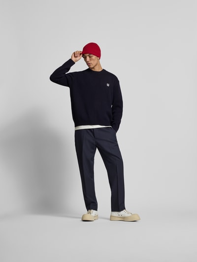 MAISON KITSUNÉ Pullover mit Label-Stitching Marine 1