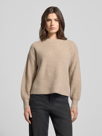 Vila Sweter z dzianiny z okrągłym dekoltem model ‘KACHEL’ Beżowy 4