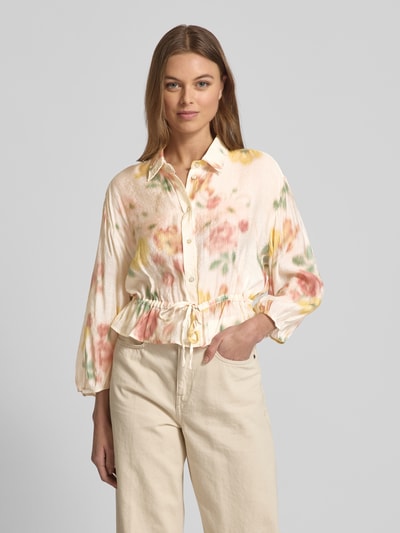 Jake*s Collection Bluse aus Viskose-Mix mit Bindegürtel und 3/4-Arm Ecru 4