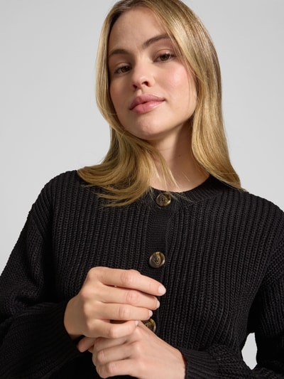 Vero Moda Relaxed fit gebreid jack met enkele knoopsluiting, model 'LEA' Zwart - 3