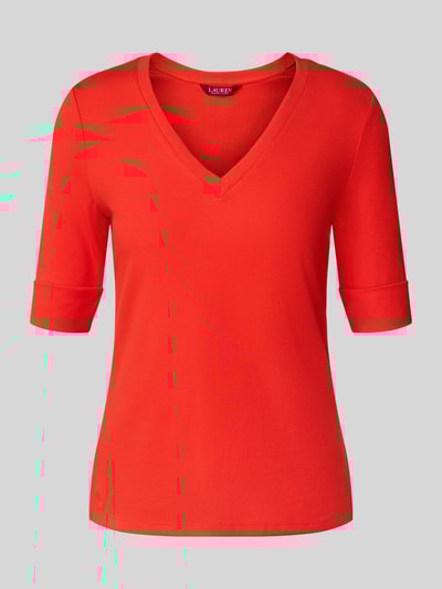 Lauren Ralph Lauren T-Shirt mit V-Ausschnitt Modell 'JUDY' Hellrot Melange 2