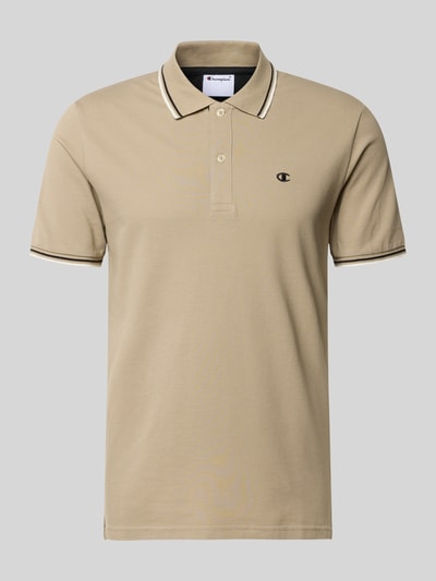 Produktfoto, Slim Fit Poloshirt mit Label-Stitching von CHAMPION in Beige, Reine Baumwolle, Knopfleiste, Rückenlänge 73 cm bei Größe M