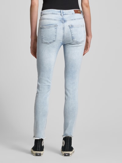 Only Skinny Fit Jeans aus Baumwoll-Mix mit Fransen Modell 'BLUSH' Jeansblau 5