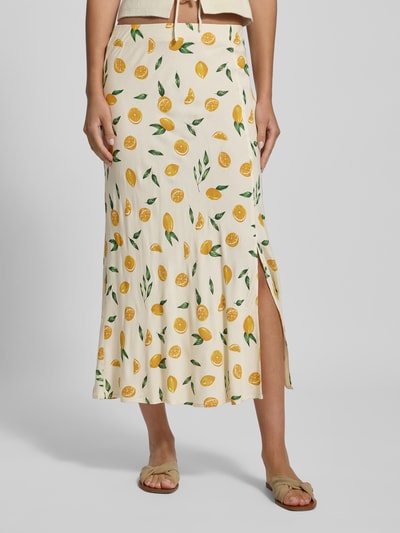 Pieces Ausgestellter Midi-Rock mit Allover-Muster Modell 'NYA' Offwhite 4