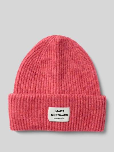 MADS NØRGAARD Muts van scheerwolmix met labelpatch, model 'Tosca Anju' Neon roze - 1