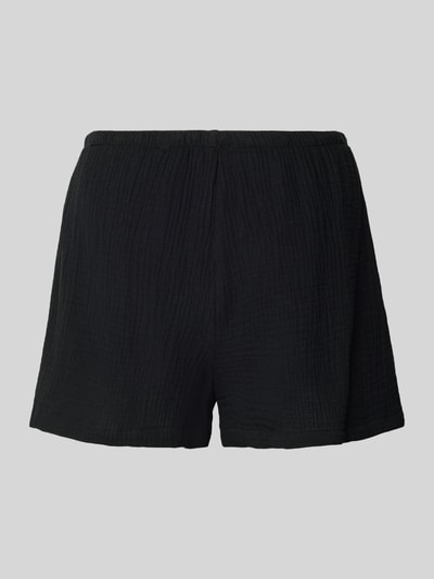 Produktfoto, Straight Fit Pyjama-Shorts mit Strukturmuster von Jake*s Casual in Schwarz aus Reine Baumwolle mit elastischem Bund und Tunnelzug