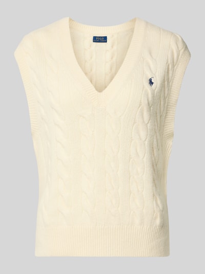 Polo Ralph Lauren Strickpullunder mit Zopfmuster Ecru 2
