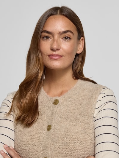 Marc O'Polo Regular Fit Strickweste aus Woll-Mix mit Alpaka-Anteil Stein 3