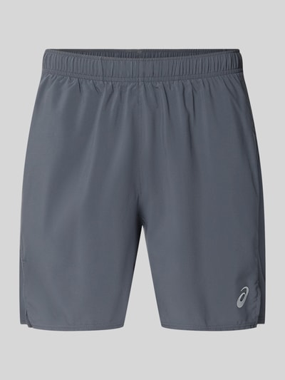 Produktfoto, Regular Fit Shorts met geïntegreerde slip Model 'Core' van ASICS TIGER, grijs, logoprint, elastische band, Heren, bandwijdte maat M 38 cm, binnenbeenlengte maat M 17 cm