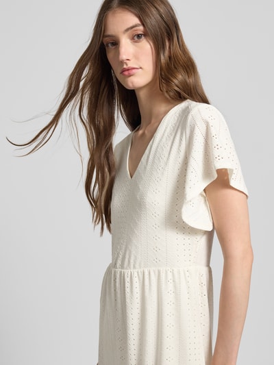 Only Tailliertes Freizeitkleid mit Lochstickerei Modell 'SANDRA' Offwhite 3