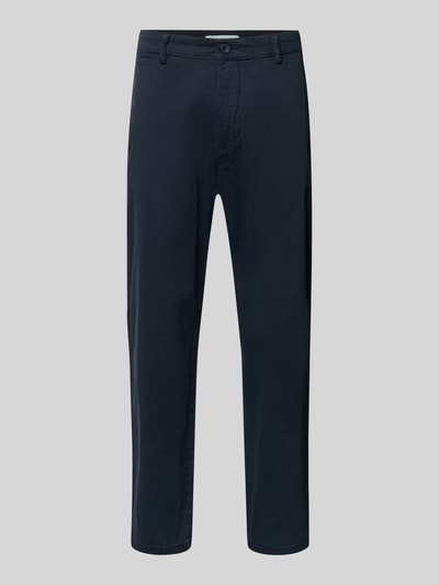 Productfoto, Stoffhose met achterzakken van Casual Friday, donkerblauw, rechte fit, katoen-elastaanmix, Franse steekzakken, knoop- en ritssluiting, taillewijdte 44 cm, binnenbeenlengte 71 cm