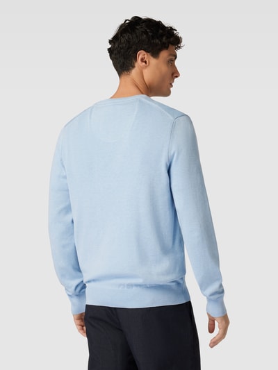 Christian Berg Men Gebreide pullover met geribde V-hals Bleu gemêleerd - 5