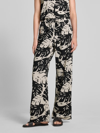 FREE/QUENT Wide leg stoffen broek met tunnelkoord, model 'Lavisco' Zwart - 4