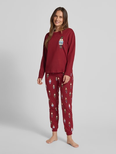 Jake*s Casual Pyjama-Oberteil mit Motiv-Print Bordeaux 1