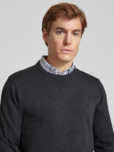 Christian Berg Men Strickpullover mit Woll-Anteil und Rundhalsausschnitt Dunkelgrau Melange 3