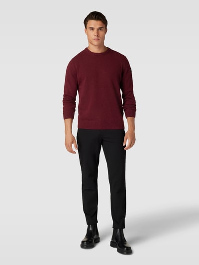 Paul & Shark Strickpullover mit Label-Patch Bordeaux 1