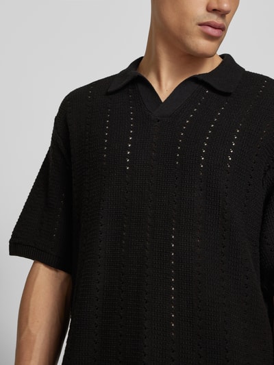 Jack & Jones Relaxed Fit Poloshirt mit Lochmuster Modell 'PAROS' Black 3