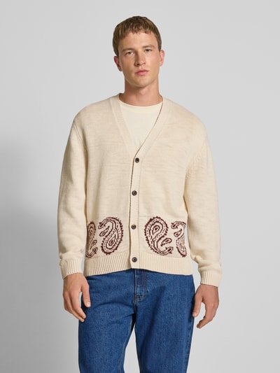 REVIEW Gebreid jack met V-hals Ecru - 4