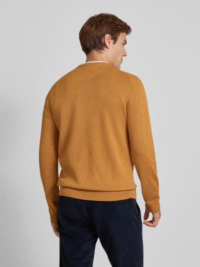 Christian Berg Men Strickpullover mit Woll-Anteil und Rundhalsausschnitt Dunkelgelb Melange 5