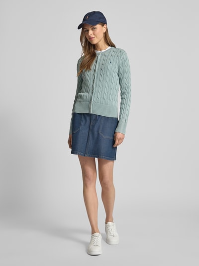 Polo Ralph Lauren Cardigan mit Zopfmuster Hellblau 1