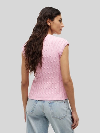 Tommy Hilfiger Regular Fit Strickweste aus reiner Baumwolle Pink 5