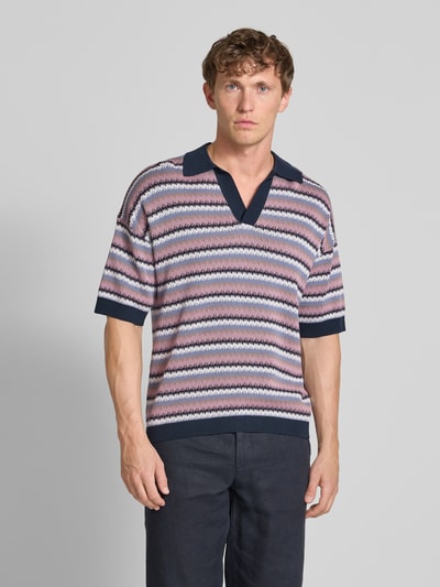 Drykorn Oversized poloshirt met V-hals, model 'LAURENZZO' Rosé - 4