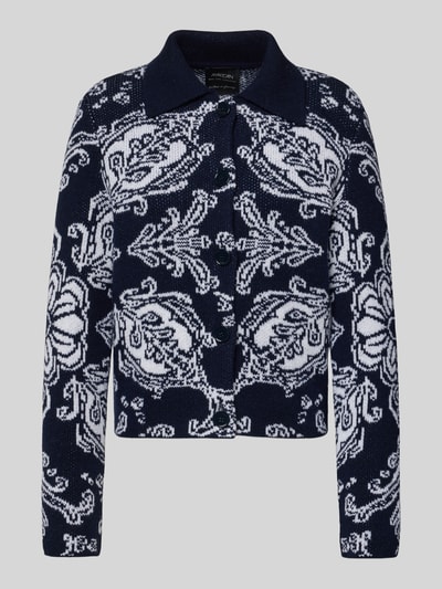 Marc Cain Cardigan van een mix van scheerwol en kasjmier met platte kraag Marineblauw - 2